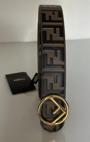 Fendi FF Brown Leather Gold Buckle Reversible Belt 95/38 Italy 8C0585 NWT $620