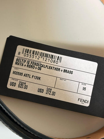 Fendi FF Brown Leather Gold Buckle Reversible Belt 95/38 Italy 8C0585 NWT $620