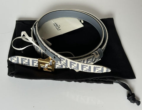 Fendi FF Gold Buckle Reversible Slim Gray Belt 90/36 Italy 8C0719 NWT $550