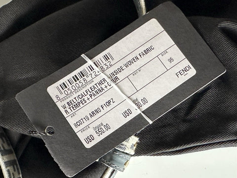 Fendi FF Gold Buckle Reversible Slim Gray Belt 95/38 Italy 8C0719 NWT $550