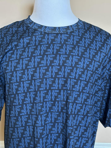 Fendi FF Logo Print Blue Cotton Jersey T-Shirt XL FY0936 IT NWT $890