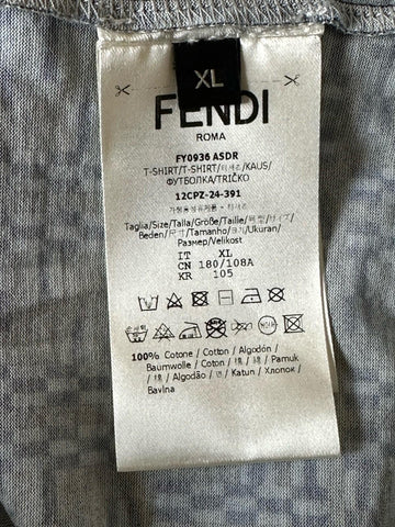 Fendi FF Logo Print Blue Cotton Jersey T-Shirt XL FY0936 IT NWT $890