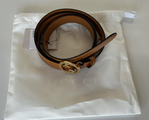 Gucci Interlocking Gold G Buckle Leather Belt Blondie Cognac 115/46 690557 NWT