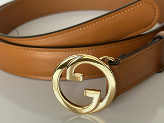 Gucci Interlocking Gold G Buckle Leather Belt Blondie Cognac 115/46 690557 NWT