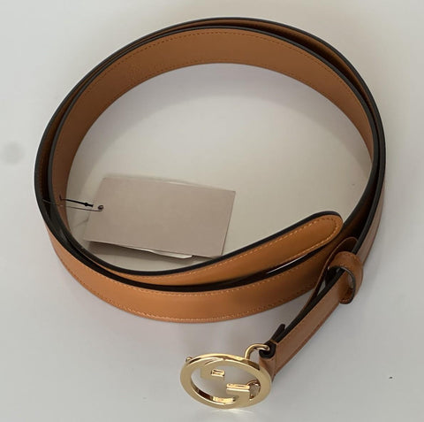 Gucci Interlocking Gold G Buckle Leather Belt Blondie Cognac 115/46 690557 NWT