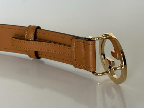 Gucci Interlocking Gold G Buckle Leather Belt Blondie Cognac 115/46 690557 NWT