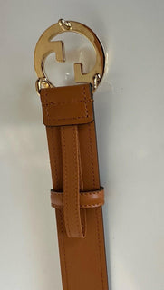 Gucci Interlocking Gold G Buckle Leather Belt Blondie Cognac 115/46 690557 NWT