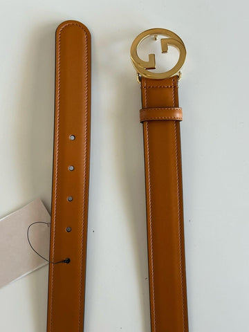 Gucci Interlocking Gold G Buckle Leather Belt Blondie Cognac 115/46 690557 NWT