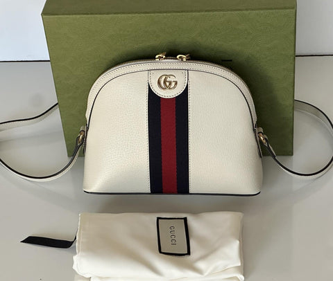 Gucci Ophidia Leather GG Web White Small Shoulder Bag Made in Italy 719881 NWOT