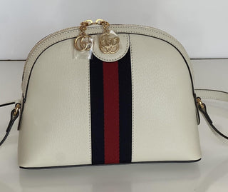 Gucci Ophidia Leather GG Web White Small Shoulder Bag Made in Italy 719881 NWOT