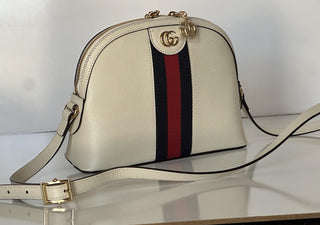 Gucci Ophidia Leather GG Web White Small Shoulder Bag Made in Italy 719881 NWOT