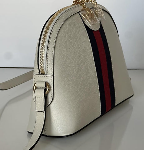Gucci Ophidia Leather GG Web White Small Shoulder Bag Made in Italy 719881 NWOT