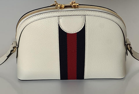 Gucci Ophidia Leather GG Web White Small Shoulder Bag Made in Italy 719881 NWOT