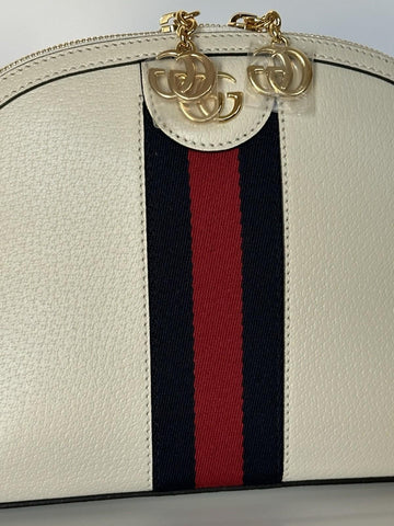 Gucci Ophidia Leather GG Web White Small Shoulder Bag Made in Italy 719881 NWOT