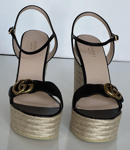 Gucci Women's Leather GG Wedge Black Sandals 11.5 US (41.5 Euro) IT 646386 NIB