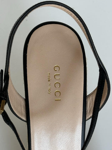 Gucci Women's Leather GG Wedge Black Sandals 11.5 US (41.5 Euro) IT 646386 NIB