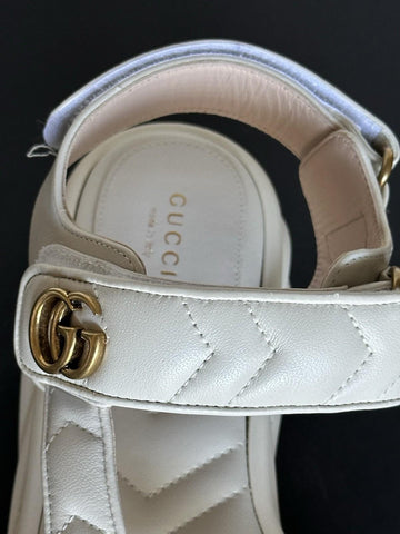 Gucci GG Quilted Open Toe Women’s White Leather Sandals 10 US (40 Eu) 776936 NIB