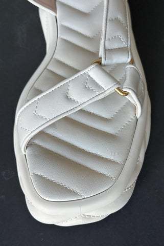 Gucci GG Quilted Open Toe Women’s White Leather Sandals 10 US (40 Eu) 776936 NIB
