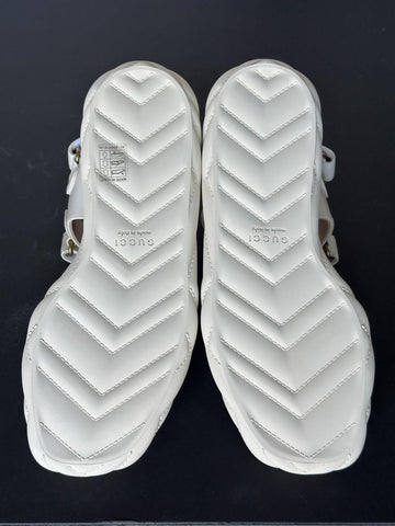 Gucci GG Quilted Open Toe Women’s White Leather Sandals 10 US (40 Eu) 776936 NIB