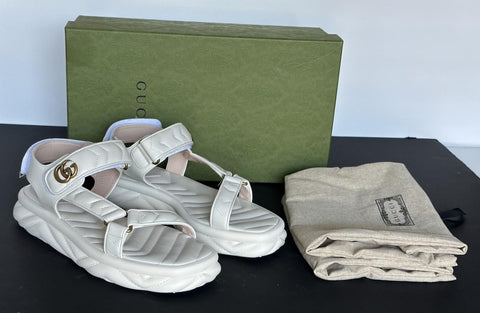 Gucci GG Quilted Open Toe Women’s White Leather Sandals 10 US (40 Eu) 776936 NIB