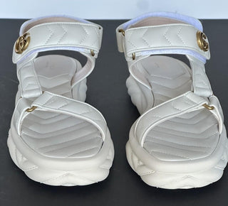 Gucci GG Quilted Open Toe Women’s White Leather Sandals 10 US (40 Eu) 776936 NIB
