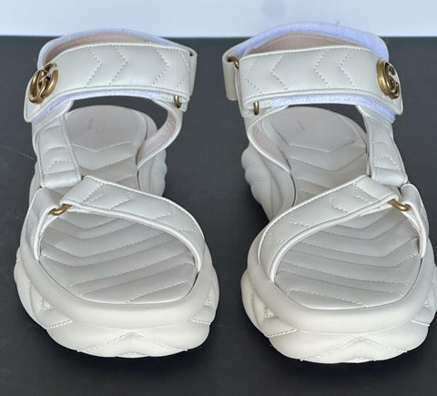 Gucci GG Quilted Open Toe Women’s White Leather Sandals 10 US (40 Eu) 776936 NIB