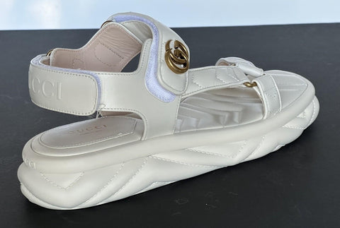 Gucci GG Quilted Open Toe Women’s White Leather Sandals 10 US (40 Eu) 776936 NIB