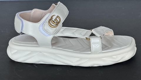 Gucci GG Quilted Open Toe Women’s White Leather Sandals 10 US (40 Eu) 776936 NIB