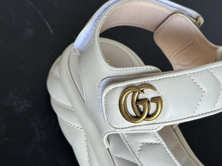Gucci GG Quilted Open Toe Women’s White Leather Sandals 10 US (40 Eu) 776936 NIB