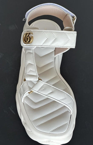 Gucci GG Quilted Open Toe Women’s White Leather Sandals 10 US (40 Eu) 776936 NIB