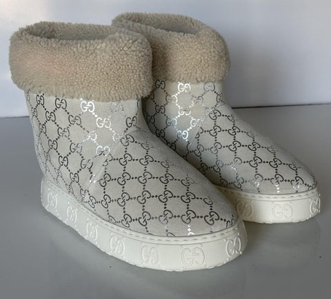 Gucci GG Shearling Silver Suede Prestige Fur Boots 9 US (39 Euro) 812045 IT NIB