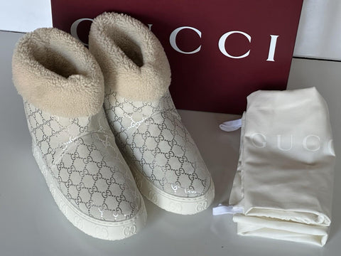 Gucci GG Shearling Silver Suede Prestige Fur Boots 9 US (39 Euro) 812045 IT NIB