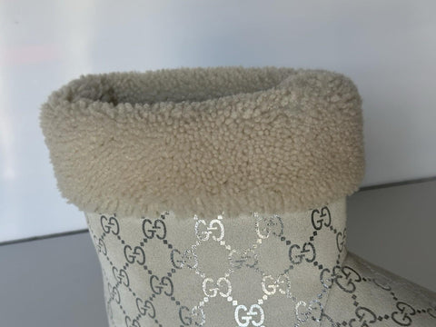 Gucci GG Shearling Silver Suede Prestige Fur Boots 9 US (39 Euro) 812045 IT NIB