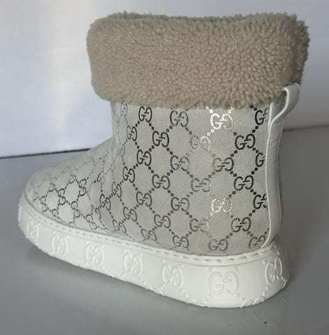 Gucci GG Shearling Silver Suede Prestige Fur Boots 9 US (39 Euro) 812045 IT NIB