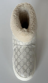 Gucci GG Shearling Silver Suede Prestige Fur Boots 9 US (39 Euro) 812045 IT NIB