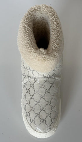 Gucci GG Shearling Silver Suede Prestige Fur Boots 9 US (39 Euro) 812045 IT NIB