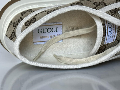 Gucci Men’s GG Lace-up Fabric Beige Sneakers 12.5 US (12 Gucci) 745997 IT NIB
