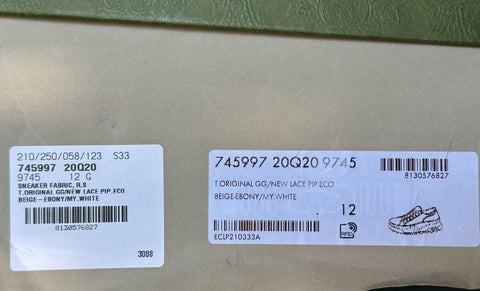 Gucci Men’s GG Lace-up Fabric Beige Sneakers 12.5 US (12 Gucci) 745997 IT NIB