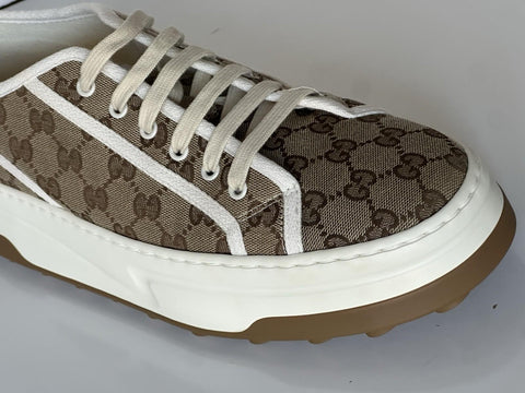 Gucci Men’s GG Lace-up Fabric Beige Sneakers 12.5 US (12 Gucci) 745997 IT NIB
