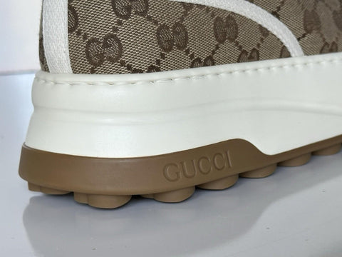 Gucci Men’s GG Lace-up Fabric Beige Sneakers 12.5 US (12 Gucci) 745997 IT NIB