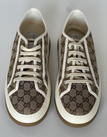 Gucci Men’s GG Lace-up Fabric Beige Sneakers 12.5 US (12 Gucci) 745997 IT NIB