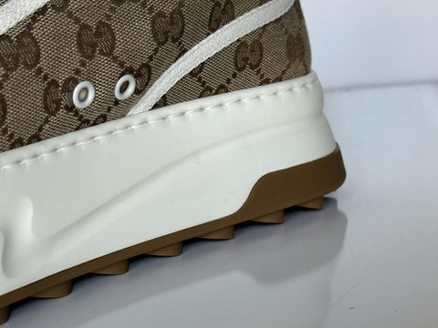 Gucci Men’s GG Lace-up Fabric Beige Sneakers 12.5 US (12 Gucci) 745997 IT NIB