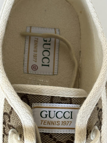 Gucci Men’s GG Lace-up Fabric Beige Sneakers 12.5 US (12 Gucci) 745997 IT NIB
