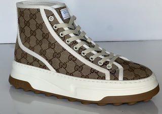 Gucci Men’s GG High Top Fabric Beige Sneakers 8.5 US (Gucci 8) 745999 IT NIB