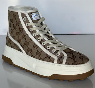 Gucci Men’s GG High Top Fabric Beige Sneakers 11.5 US (Gucci 11) IT 745999 NIB