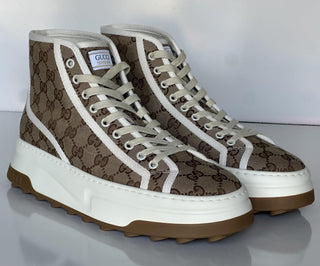 Gucci Men’s GG High Top Fabric Beige Sneakers 11.5 US (Gucci 11) IT 745999 NIB
