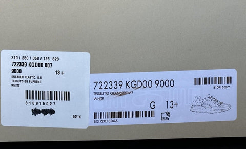Gucci Men’s Rhyton GG Supreme White Sneakers 14 US (Gucci 13.5) IT 722339 NIB