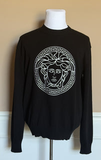 Versace Medusa Embroidered Knit Sweater Black 40 US (50 Eu) 1011884 NWT $1300