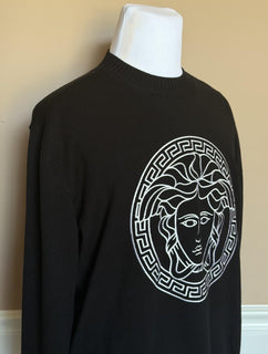 Versace Medusa Embroidered Knit Sweater Black 40 US (50 Eu) 1011884 NWT $1300