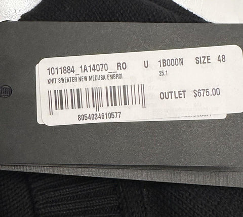 Versace Medusa Embroidered Knit Sweater Black 38 US (48 Eu) 1011884 NWT $1300